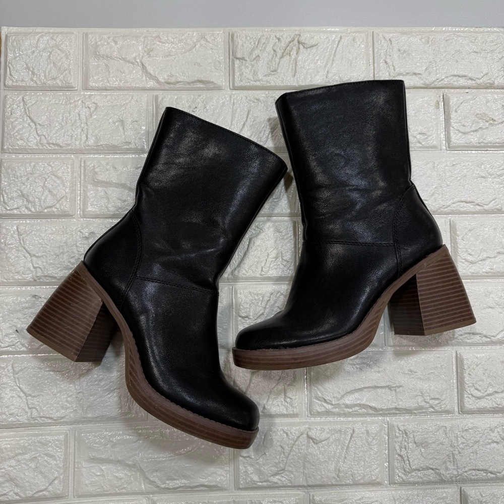 Sun + Stone Women's Black Aleenn Zipper Foam Comfort Dress Heel Booties 6.5 - Picture 2 of 9